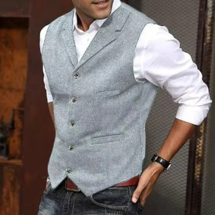 Herringbone Pattern Vest for Men