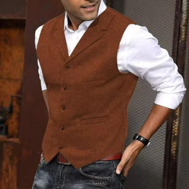 Herringbone Pattern Vest for Men