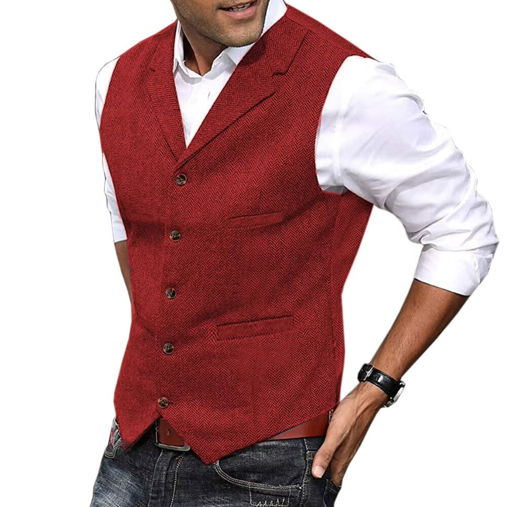 Herringbone Pattern Vest for Men