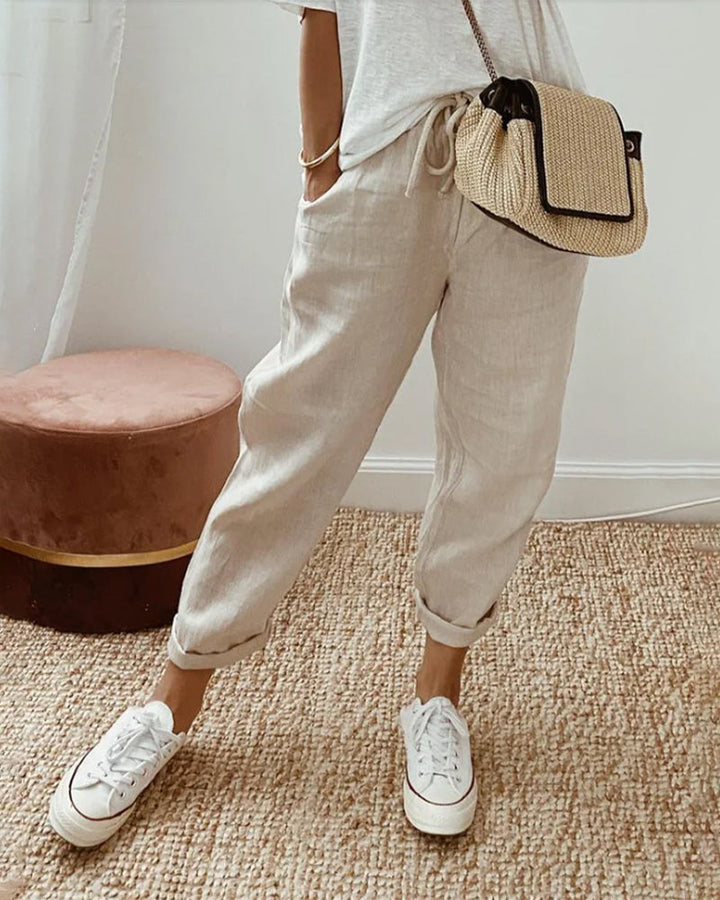 High-Waist Flowing Summer Pants for Women