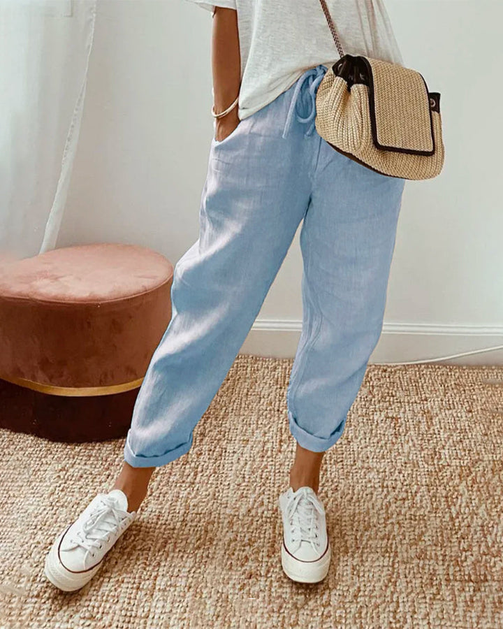 High-Waist Flowing Summer Pants for Women