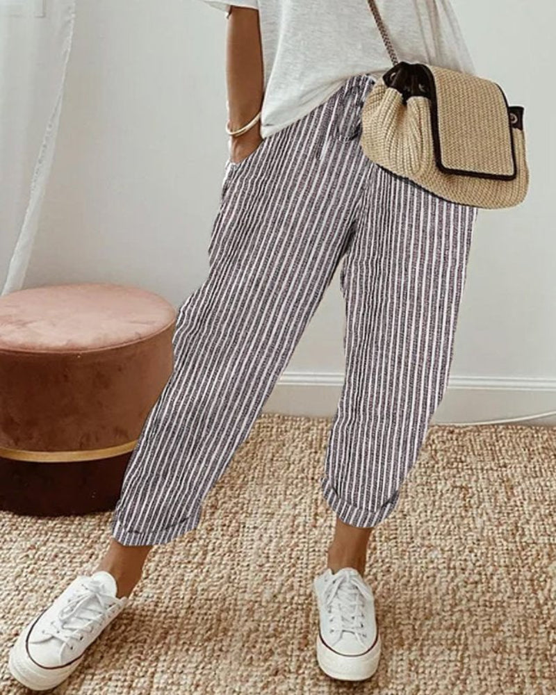 High-Waist Flowing Summer Pants for Women