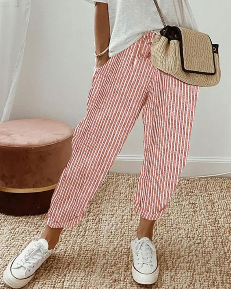 High-Waist Flowing Summer Pants for Women