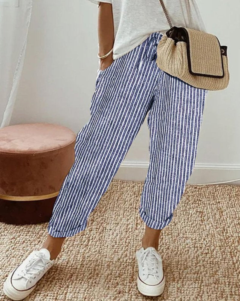 High-Waist Flowing Summer Pants for Women