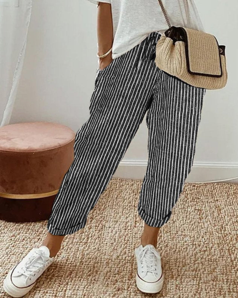 High-Waist Flowing Summer Pants for Women