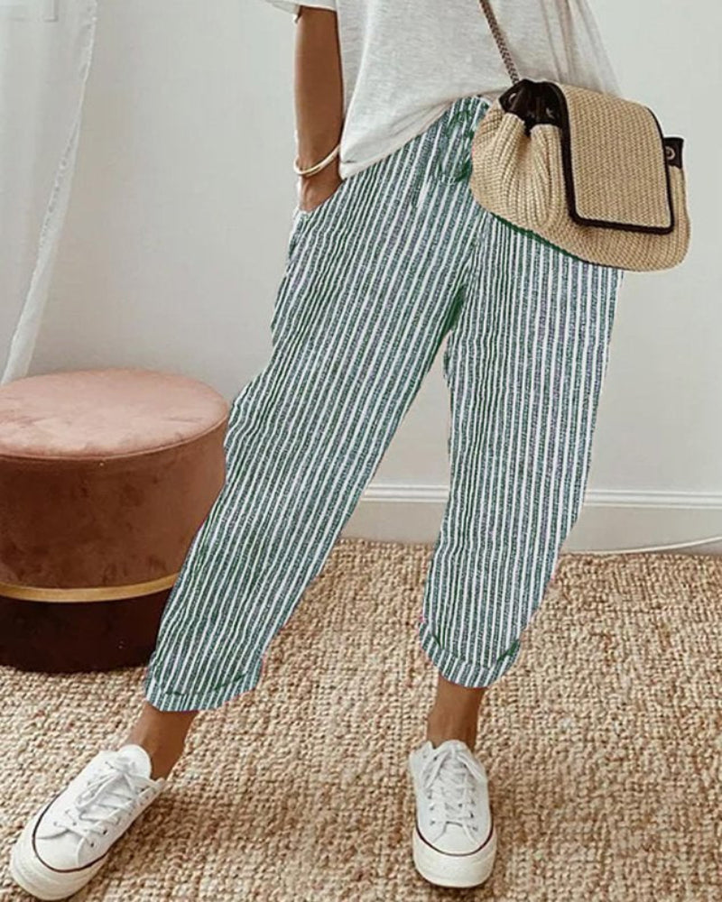 High-Waist Flowing Summer Pants for Women