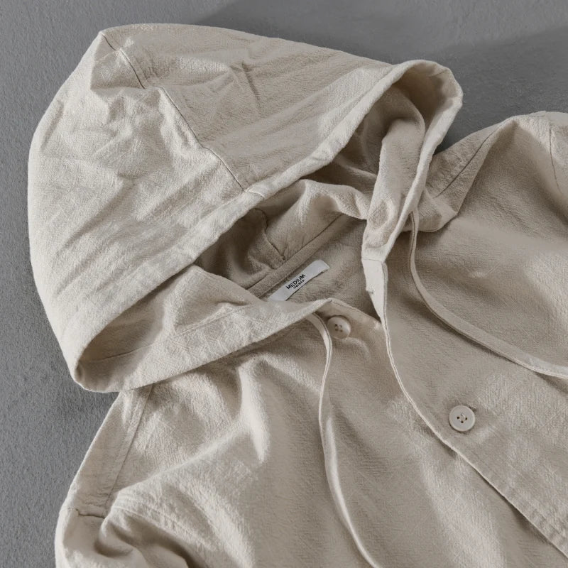 Italian Linen Jacket With Hood For Fall