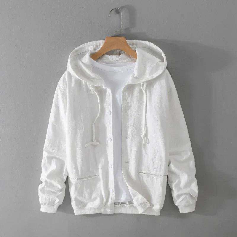 Italian Linen Jacket With Hood For Fall