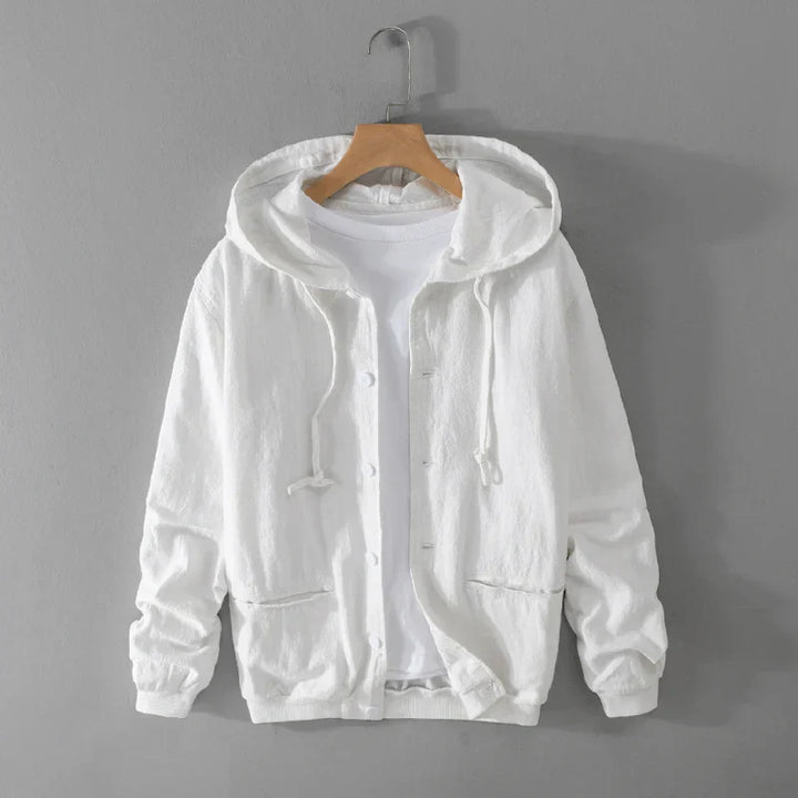 Italian Linen Jacket With Hood For Fall