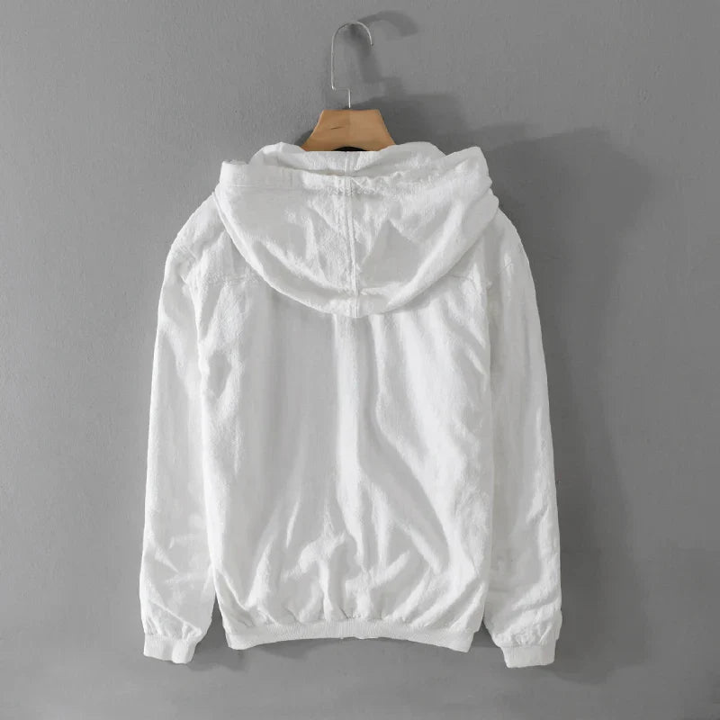 Italian Linen Jacket With Hood For Fall