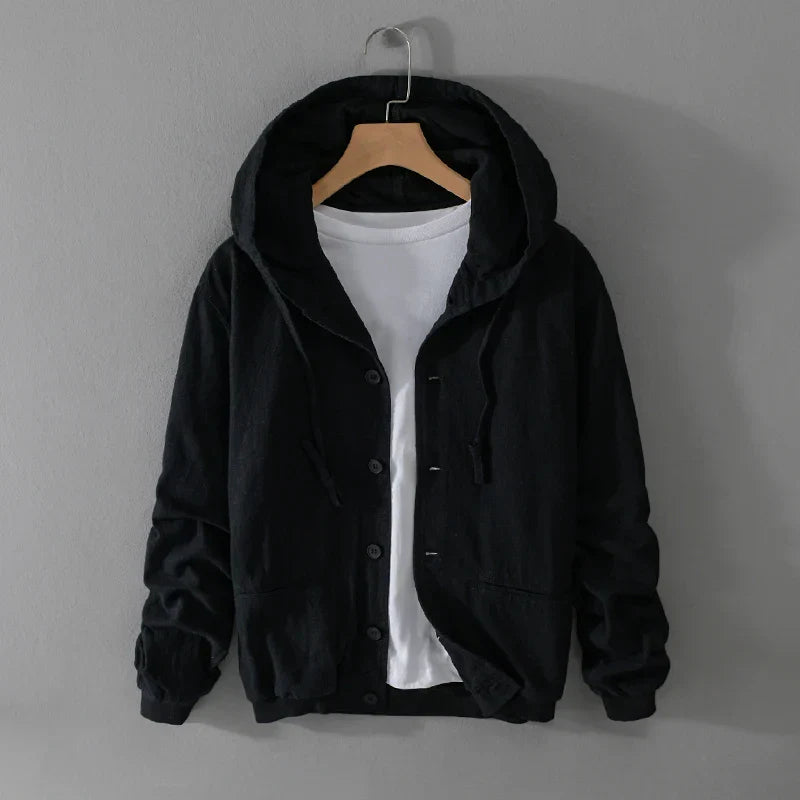 Italian Linen Jacket With Hood For Fall