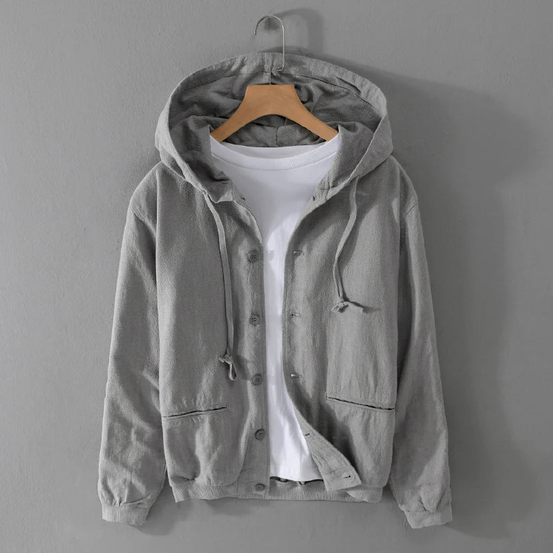 Italian Linen Jacket With Hood For Fall