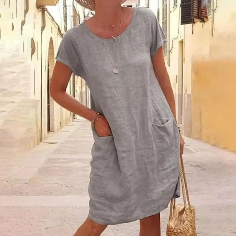 Knee-Length O-Neck Dress for Women