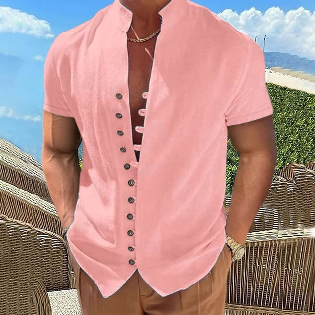 Men's Shirt With Stand-Up Collar