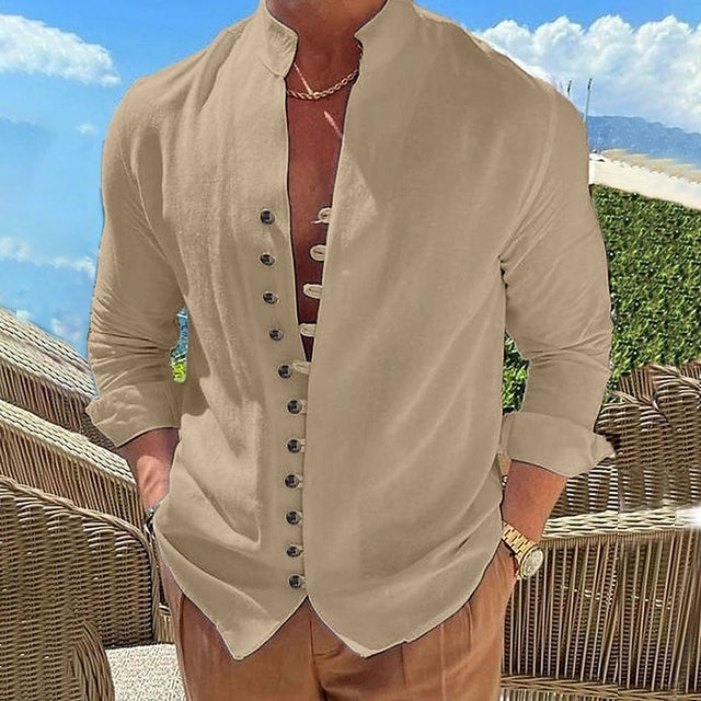 Men's Shirt With Stand-Up Collar