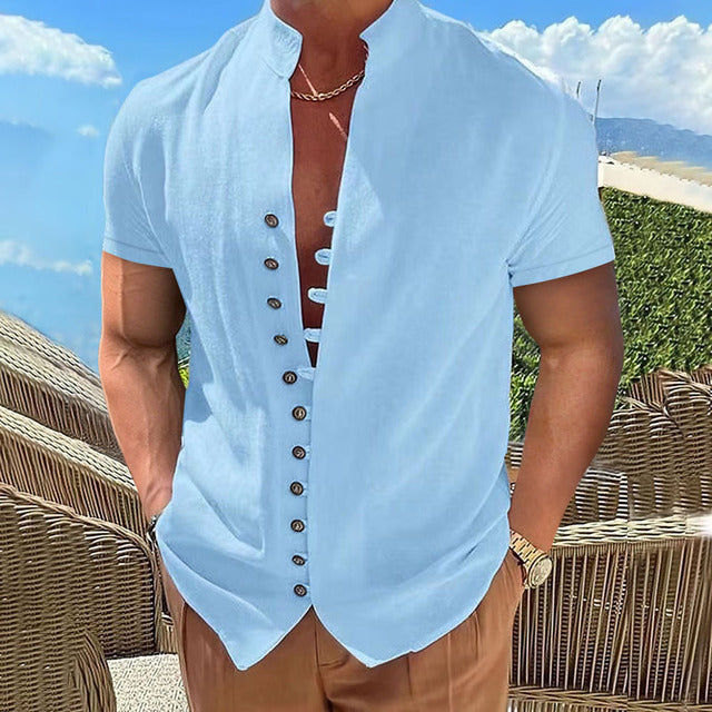 Men's Shirt With Stand-Up Collar