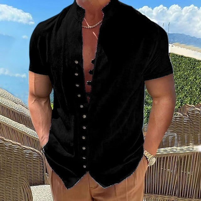 Men's Shirt With Stand-Up Collar