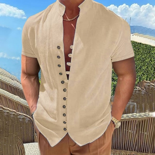 Men's Shirt With Stand-Up Collar