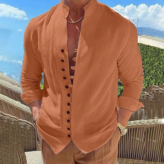 Men's Shirt With Stand-Up Collar