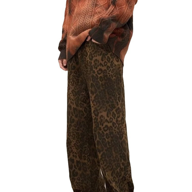 Leopard Print Wide-Leg Jeans Women