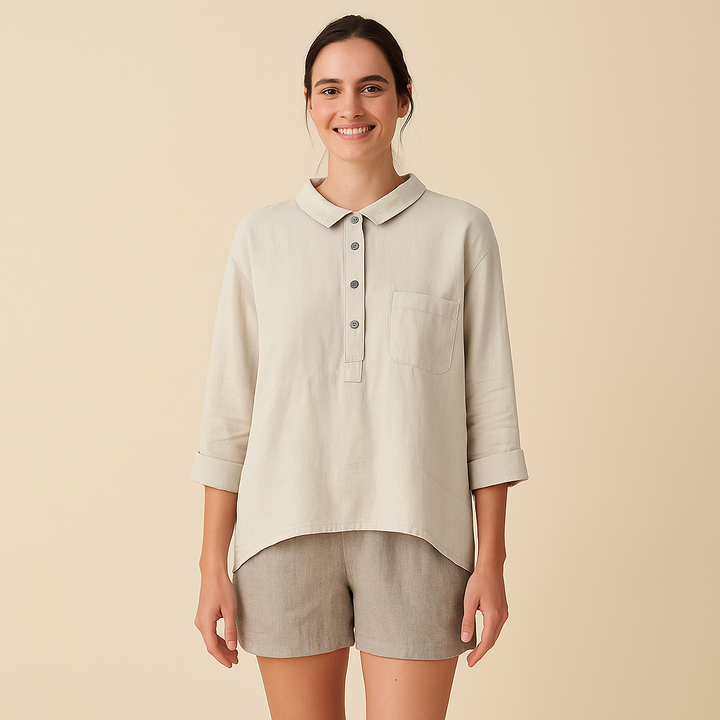 Long-Sleeve Lapel Shirt for Women – Loose-Cut