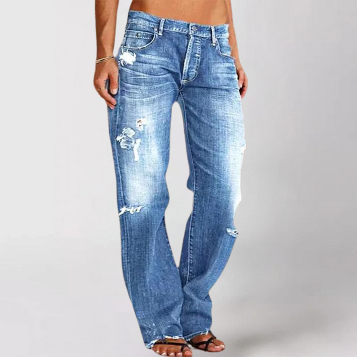 Loose Wide Fitted Denim Jeans For Women