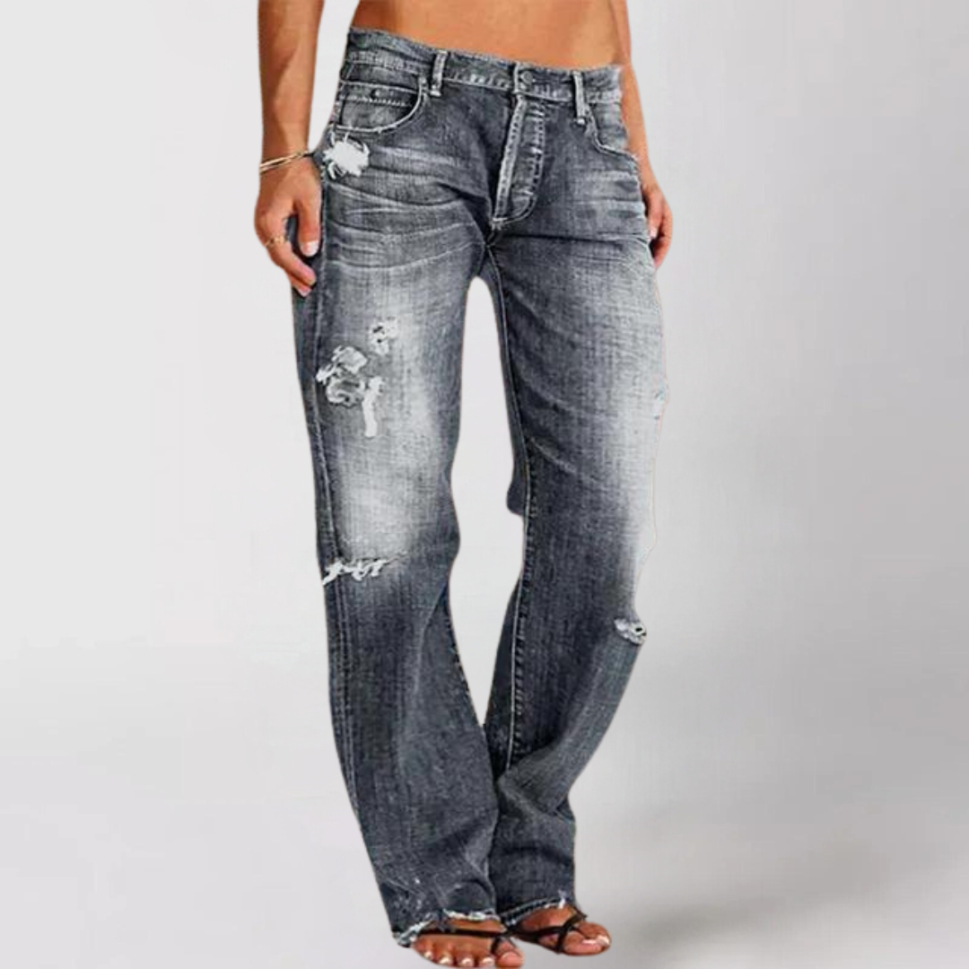 Loose Wide Fitted Denim Jeans For Women