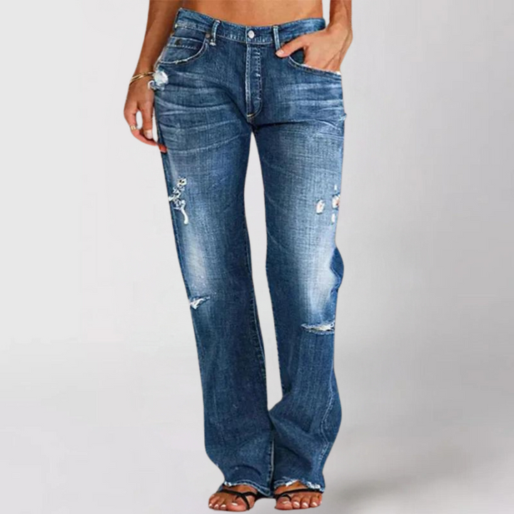 Loose Wide Fitted Denim Jeans For Women