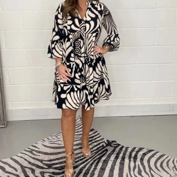 Manouk elegant summer dress with V-neck