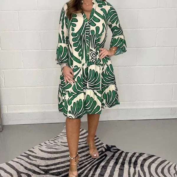 Manouk elegant summer dress with V-neck