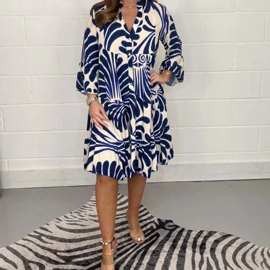 Manouk elegant summer dress with V-neck