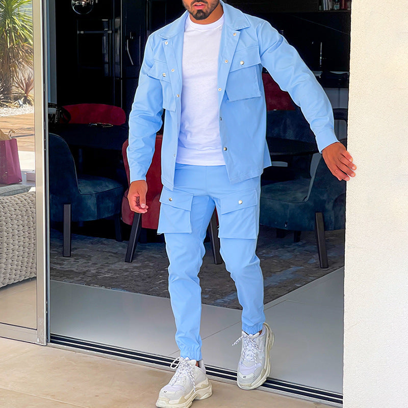 Mareno Homme Two-Piece Cargo Suit