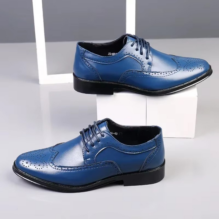 Men's Brogue Leather Shoes with Rubber Sole