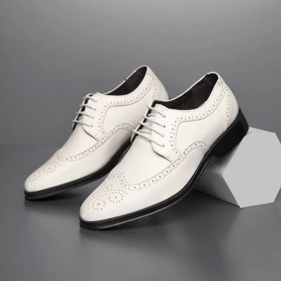 Men's Brogue Leather Shoes with Rubber Sole