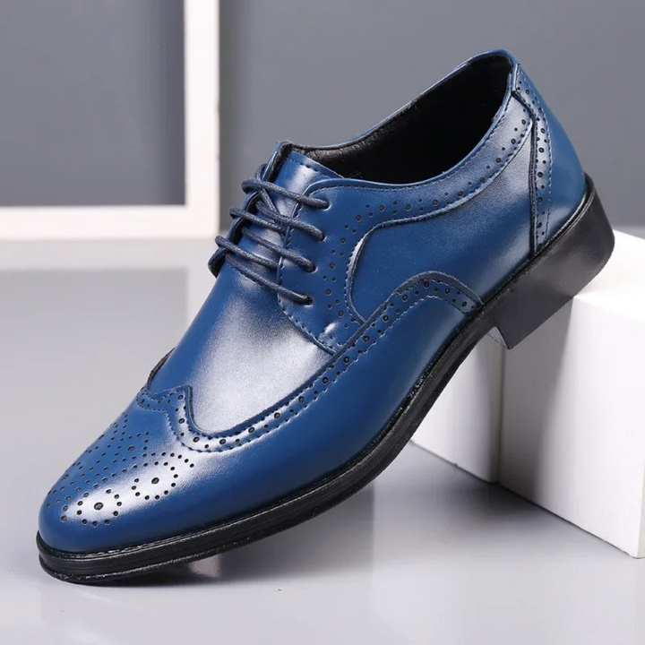Men's Brogue Leather Shoes with Rubber Sole
