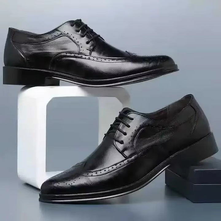 Men's Brogue Leather Shoes with Rubber Sole