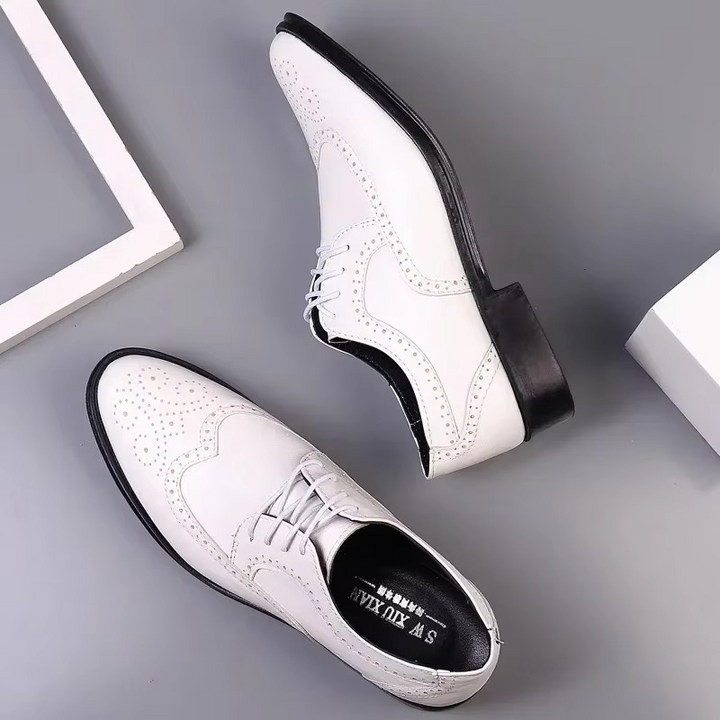 Men's Brogue Leather Shoes with Rubber Sole