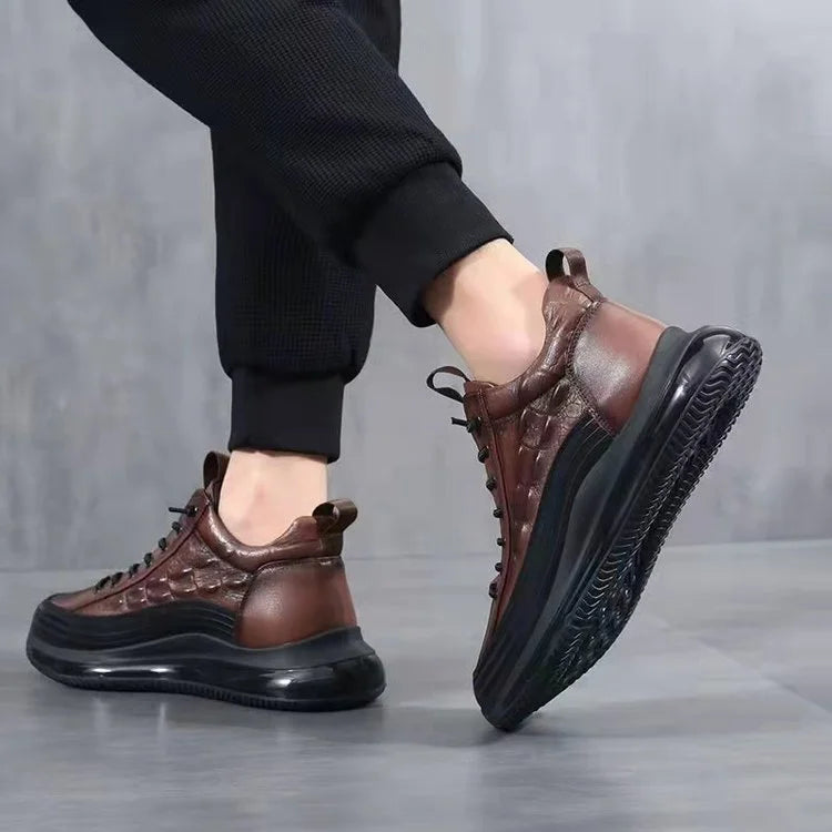 Men's Casual Cowhide Leather Shoes With Air Cushions