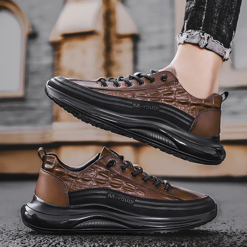 Men's Casual Cowhide Leather Shoes With Air Cushions