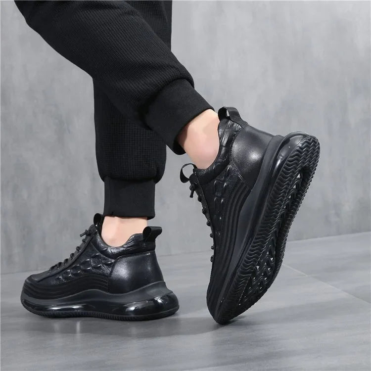 Men's Casual Cowhide Leather Shoes With Air Cushions