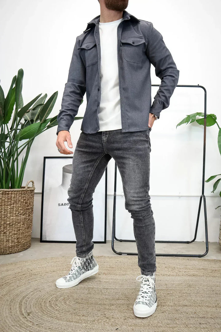 Men's Slim Fit Overshirt with Chest Pockets - Vest