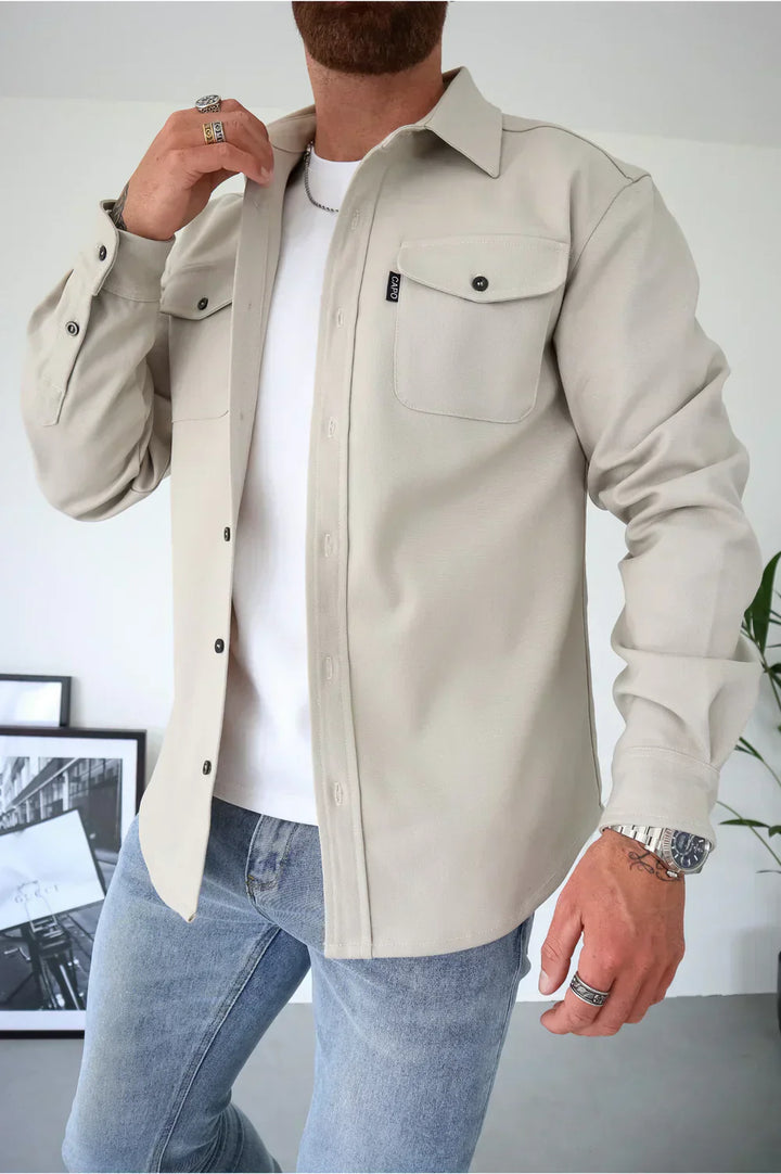 Men's Slim Fit Overshirt with Chest Pockets - Vest
