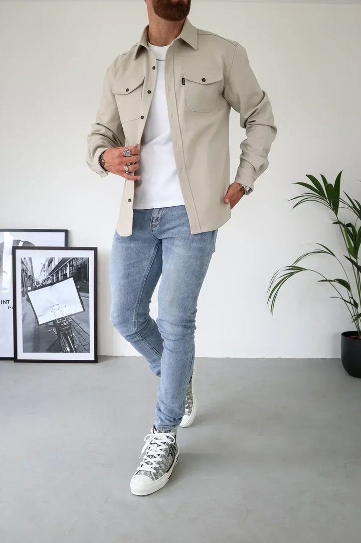 Men's Slim Fit Overshirt with Chest Pockets - Vest