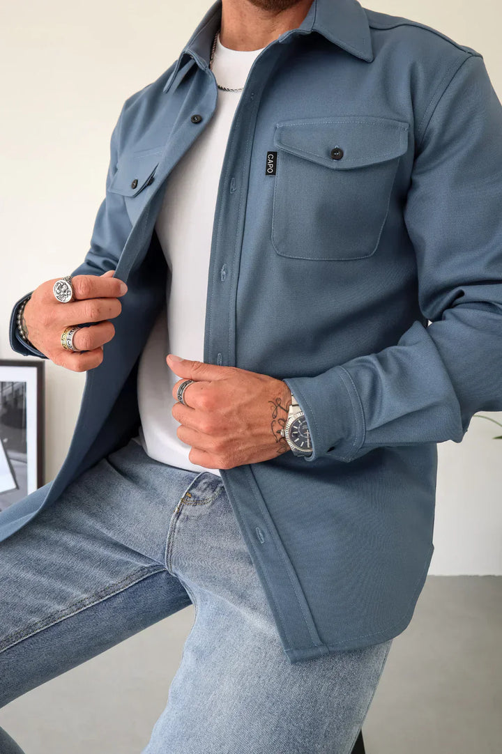 Men's Slim Fit Overshirt with Chest Pockets - Vest