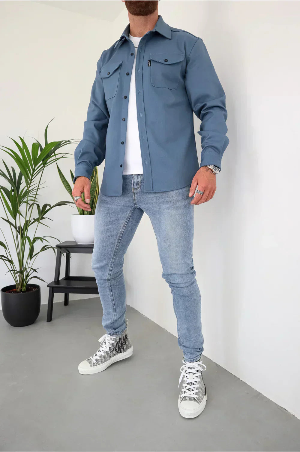 Men's Slim Fit Overshirt with Chest Pockets - Vest
