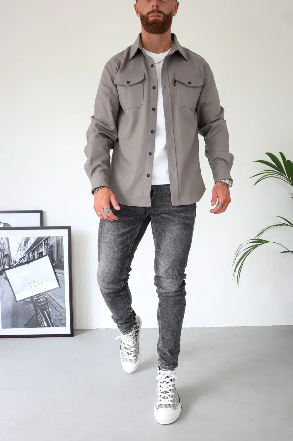 Men's Slim Fit Overshirt with Chest Pockets - Vest