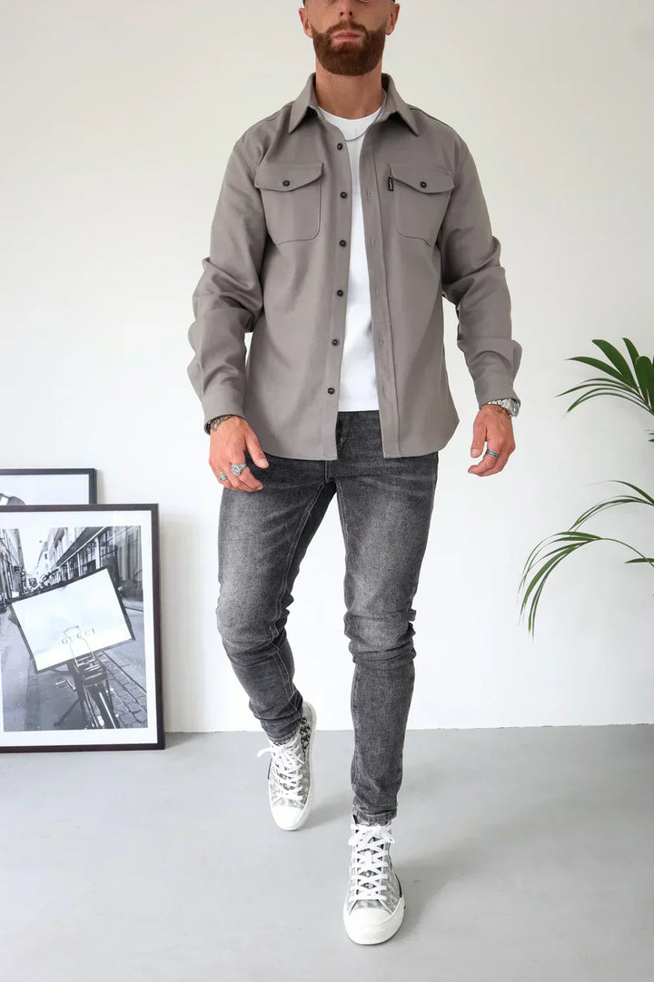 Men's Slim Fit Overshirt with Chest Pockets - Vest