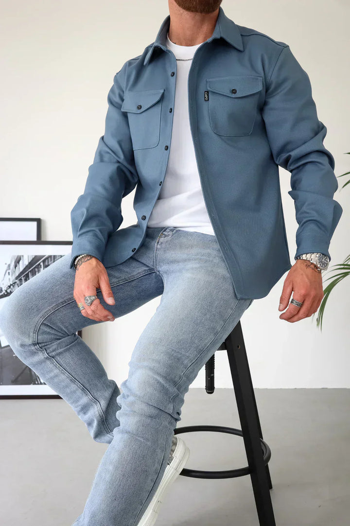 Men's Slim Fit Overshirt with Chest Pockets - Vest