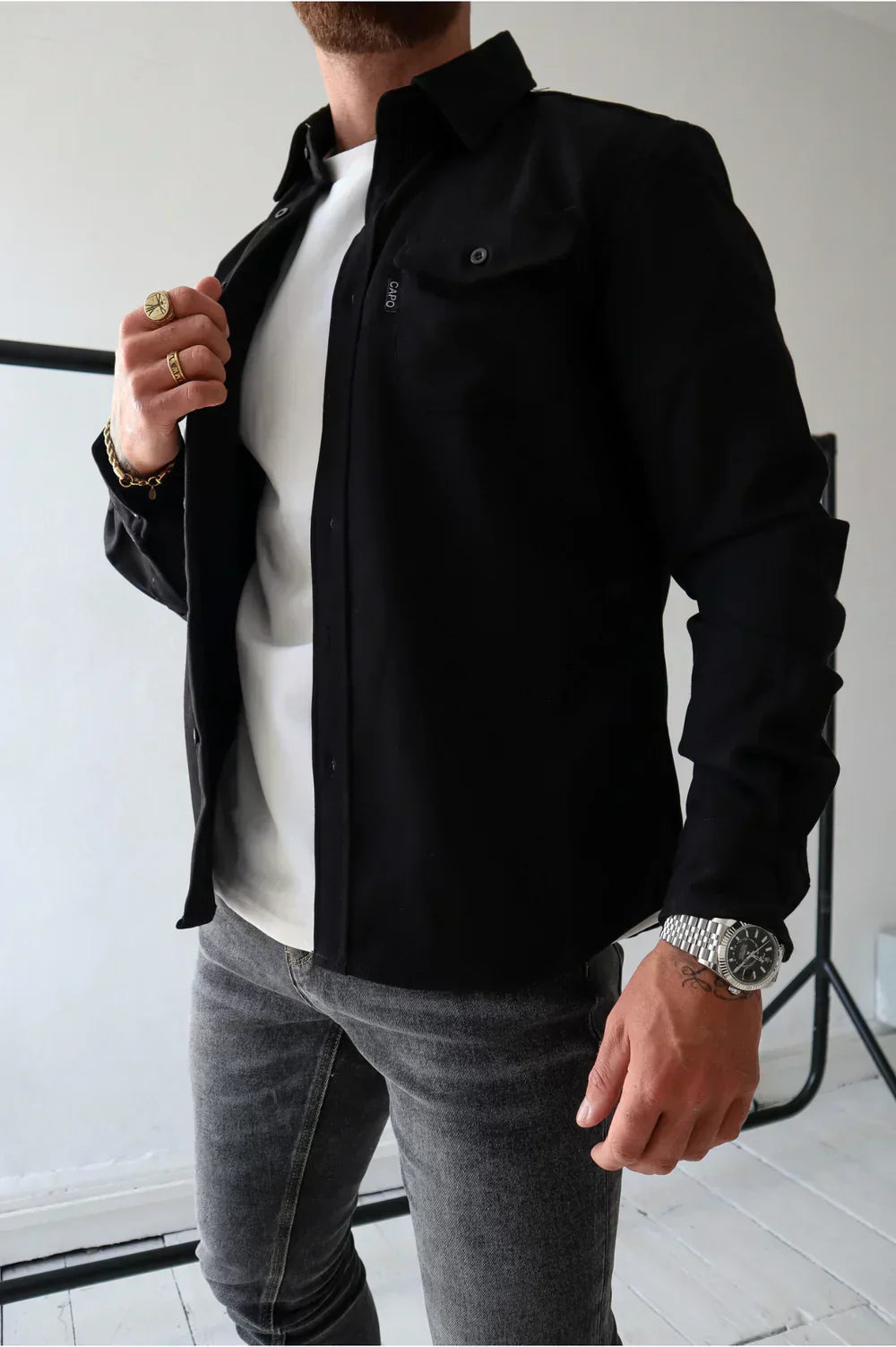 Men's Slim Fit Overshirt with Chest Pockets - Vest