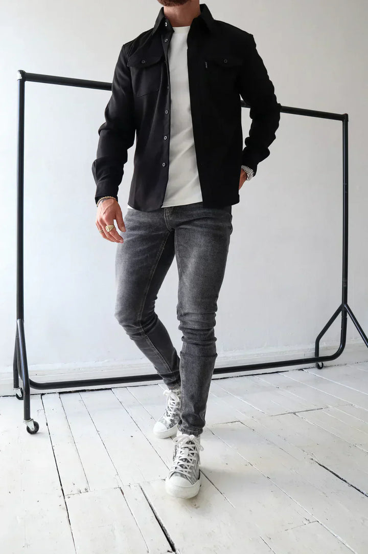 Men's Slim Fit Overshirt with Chest Pockets - Vest